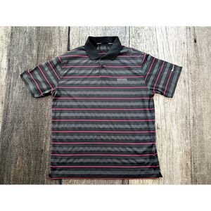 Nike Golf Dri Fit Black Pink Striped Broadlands Polo Shirt Men's Large Dri-Fit
